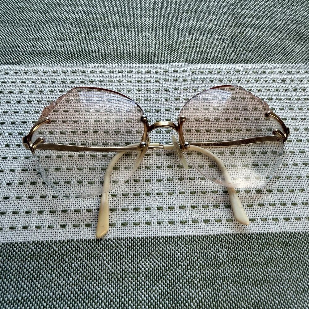 Vintage Eye Glasses Multi-Facets Cosmos 70s GEP 22 Kts Gold Women’s France - Picture 4 of 13